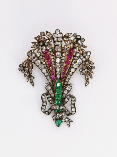 Broche ancienne diamants - or,