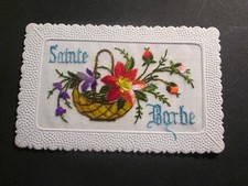 Carte postale ancienne brodee sainte barbe