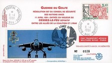 Pli CESSEZ-LE-FEU GUERRE DU GOLFE 1991, Daguet BPM 644, voyagé par Transall C160