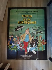 AFFICHE CINÉMA "TINTIN ET LE LACS AUX REQUINS" Originale 160x120cm 1972 1er TIRA