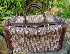 DIOR sac à Main Vanity de Voyage Vintage CUIR  Tissu  état voir photos 1950