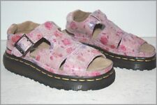 Dr Martens Enfants Sandales Compensées Cuir Motifs Fleurs Mauve T 33 TBE