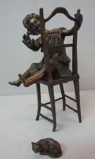Statue Sculpture Chat Fille