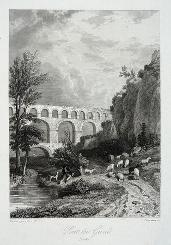 Pont gard nimes gravure - gard,