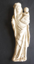 Grande Statue / plaque / sculpture - Vierge à l'enfant pierre calcaire h 26cm