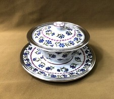 TETARD FRERES saucière ART DECO porcelaine LIMOGES argent massif MINERVE coupe