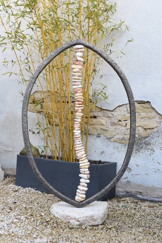 Sculpture galets roses beiges - sculpture,