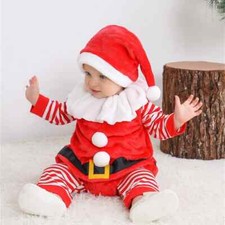 Barboteuse à manches longues et chapeau pour bébé garçon et fille, tenue de noël