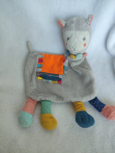 Doudou lama plat gris - , orange