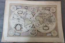 RARE CARTE MAPPEMONDE ANCIENNE FORMAT 67 x 50 cm CARTE MONDE