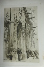 Edgar Chahine Gravure Eau Forte Etching Église Gothique St Germain L’Auxerrois.