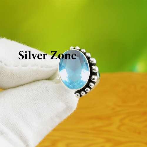 Bague topaze bleue argent - topaze, |