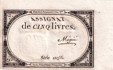 5 Livres - 10 Brumaire An II (31.10.1793) - Sign. Mégnié - Série 22355
