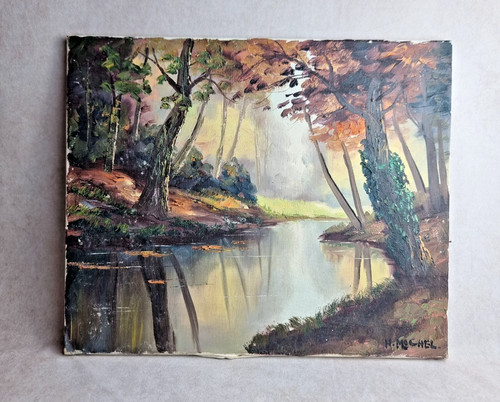 Tableau paysage étang - tableau, forêt