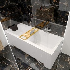 Baignoire rectangulaire OPTIMA 140x70 + tablier acrylique + tablette de bain en 