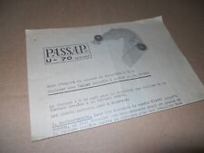 Mode d'emploi du chariot de transfert pour machine à tricoter  PASSAP  U 70