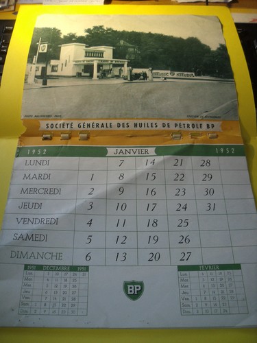 Calendrier 1952 garage - calendrier, bp