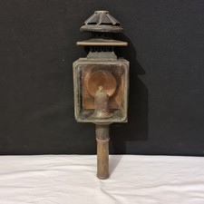 Ancienne lanterne de fiacre en métal et verre - Fin XIXe début XXe
