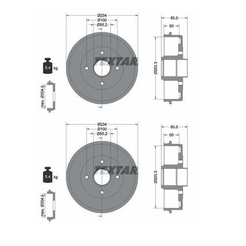 Textar 94019600 tambour - 94019600, de