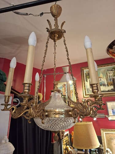 Lustre bronze lucien gau - lustre, paris