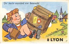 69 LYON AD#MK951 CARTE A SYSTEME VOYAGEUR AVEC VALISE PAR ILLUSTRATEUR BOZZ