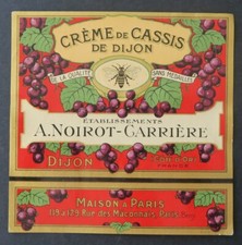 Ancienne étiquette CRÈME DE CASSIS NOIROT CARRIERE Abeille