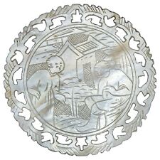 Chine - jeton de jeu en nacre sculptée - personnages / maisons - XIXème