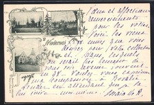 CPA Niedernai, Illustrations florales avec scènes villageoises 1898 