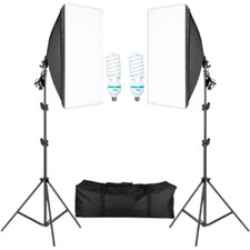 Kit d'Eclairage Studio Photographie 50x70CM avec 2 Ampoules Sac de Rangement