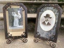 MAGNIFIQUE PAIRE DE CADRES PORTE-PHOTO ART DECO FER FORGE DECO INDUS ESP. BRANDT