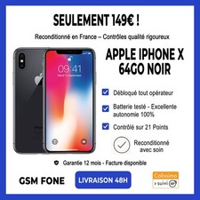 APPLE iPhone X 64 Go Gris Sidéral - Batterie 100% - Garantie 12 Mois