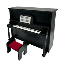 Piano Et Banc De Maison De Poupée Droit Noir Bar Salle De Musique Mobilier 1:12