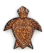 Magnet aimant tortue de mer en bois et coquille d'oeuf déco frigo cuisine