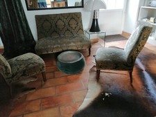 Banquette et ses 2 fauteuils d'époque Napoléon III