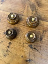 Lot de 4 anciens Boutons de sonnette interrupteur poussoir en bois