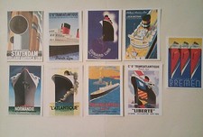 9 cartes postales paquebots