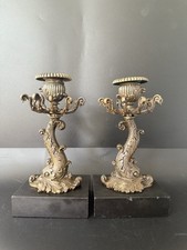 Antique Bronze Candlesticks - Paire Chandeliers Louis XV RococoNapoléon III