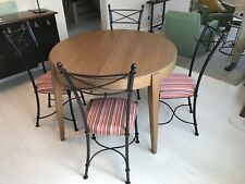 Lot de 4 chaises style contemporain fer forgé  assise coton lin rayures multicol