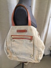 Superbe Grand Sac Cabas Toile Lin Cuir Zadig & Voltaire Tbe Authentique 