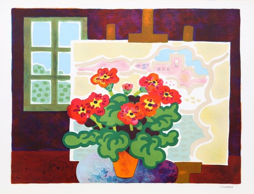 Guy charon fleurs rouges - guy, avec