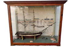 Diorama bois sculpte bateau