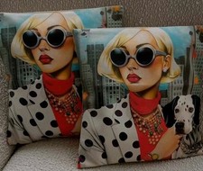 Lot de Deux Housses de Coussin femme 40x40 Cm Fait Main