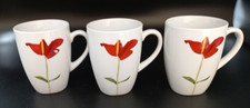 Ensemble de 3 mugs décor fleur rouge