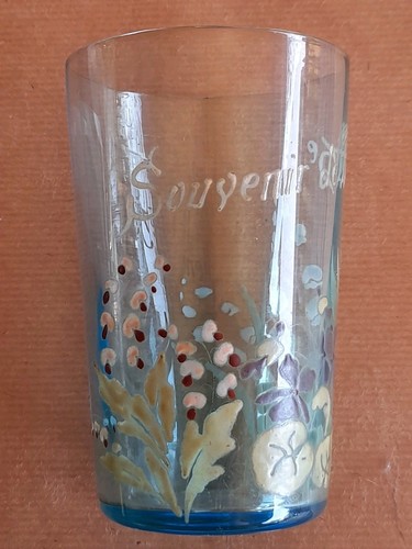 Verre emaillé ancien souvenir - verre,