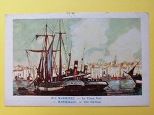 cpa 1920 Illustration signée Gustave VIDAL MARSEILLE Le vieux port BATEAUX
