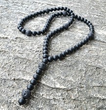 Collier Homme Pierre Noire Onyx Lave Y Chaîne Femme Chaîne de Prière Idée...