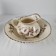 Broc Et Cuvette De Toilette Terre De Fer Sepia 1900s