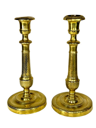 Paire bougeoirs anciens - bougeoirs,