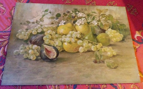 Lithographie fruits fleurs - fruits, et