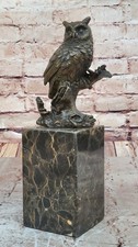 Bronze Sculpture, Main Fabriqué Statue Animal Chouette Pure Figurine Sur Marbre